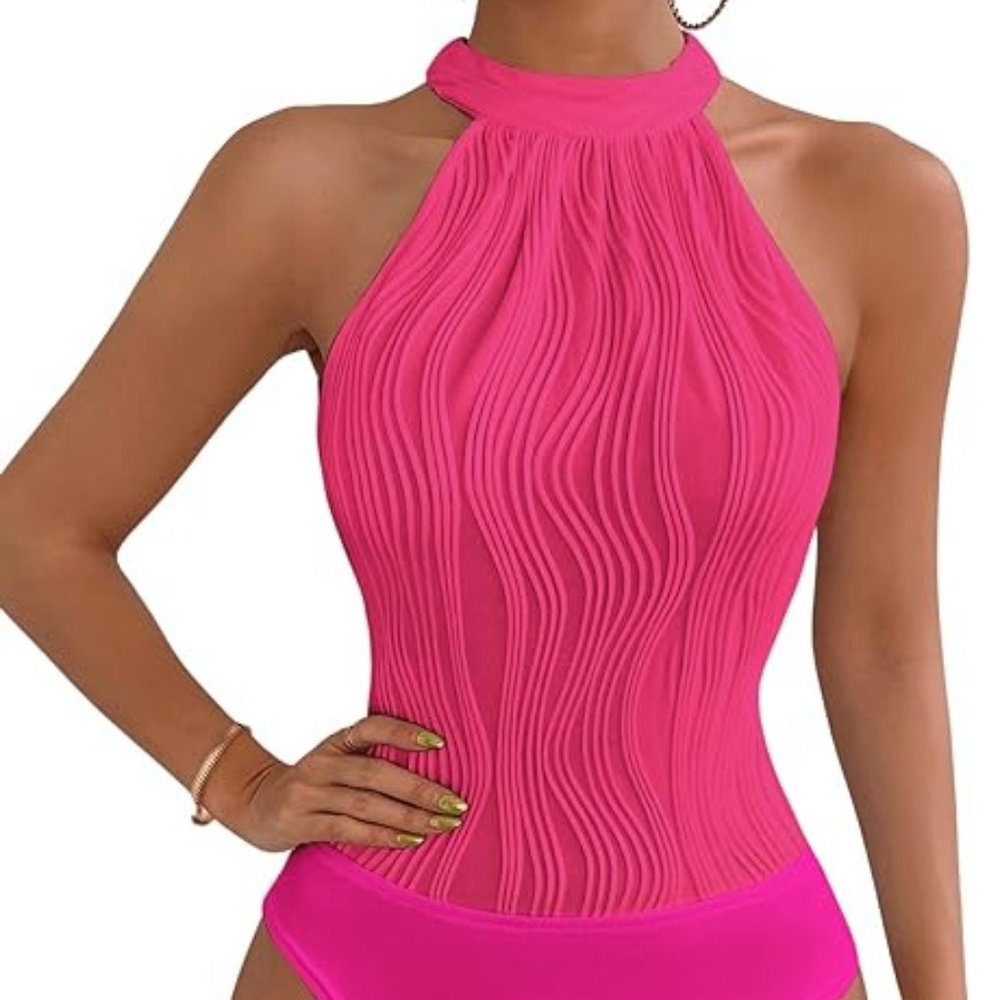 SweatyRocks Women's Sleeveless Scoop Neck High Cut Skinny Mesh Tank Top Bodysuit